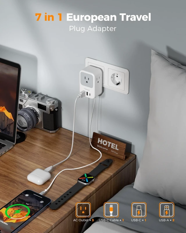 Alt view image 4 of 5 - TESSAN European Travel Plug Adapter, 2 Pack