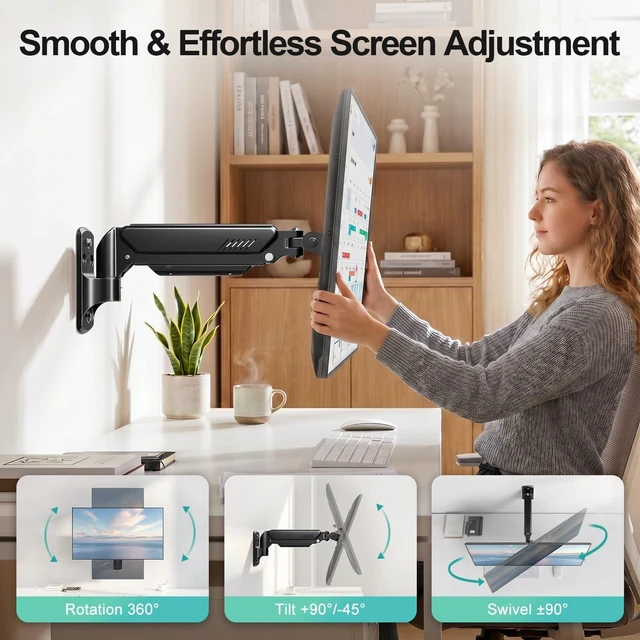 Alt view image 5 of 5 - MOUNT PRO Monitor Wall Mount, 14.7" Short Monitor Arm for Max 32" Screen