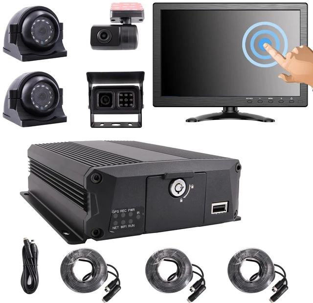 Main image of JOINLGO 4-Channel 1080P Mobile Vehicle DVR Recording System with Night Vision Waterproof Cameras, Front/Rear/Side View, 10-inch Touchscreen for Fleet, Bus, RV, and Van