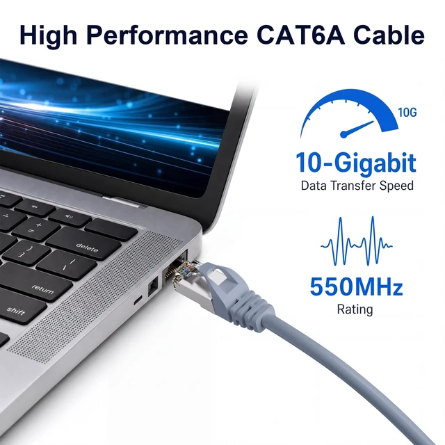 Alt view image 2 of 5 - 10Gbps Shielded Cat 6A Ethernet Cable 75FT, Pure Copper Cat6A Cable, Grey