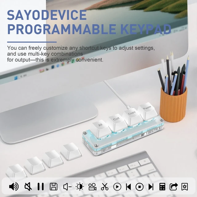 Alt view image 3 of 5 - Mini 4-Key Copy Paste Programmable Keyboard Hotswappable Mechanical Switch
