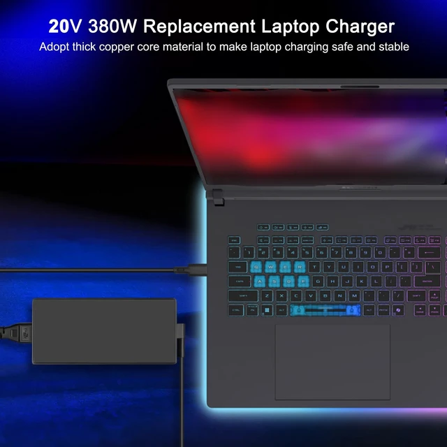 Alt view image 3 of 5 - JUYOON 380W 280W Laptop Charger Compatible with Asus ROG Strix G16 G18 2025 G615LW G615LP G615LR G815LR G815LP TUF Gaming F16 FX608LP FX608JPR RTX 5070 5080 a22-280p1b a24-380p1a adp-380ab b