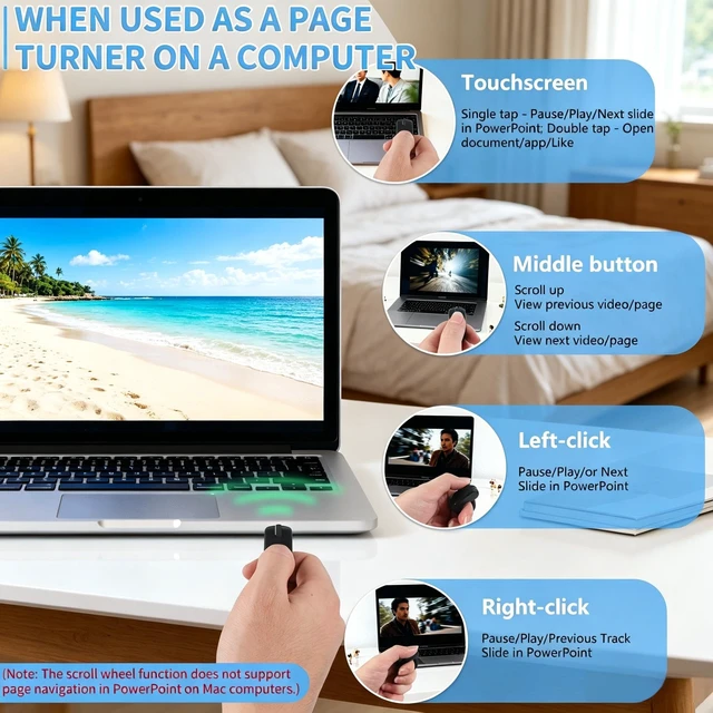 Alt view image 2 of 5 - Ring Mouse, Bluetooth/2.4G, Finger Mouse with Touch Screen, Charging Box, YouTube/TikTok/Instagram/E-Book,Lightweight, Page Flip/Selfie/Video/Demo, Targeting iOS/macOS/Android/Microsoft Users