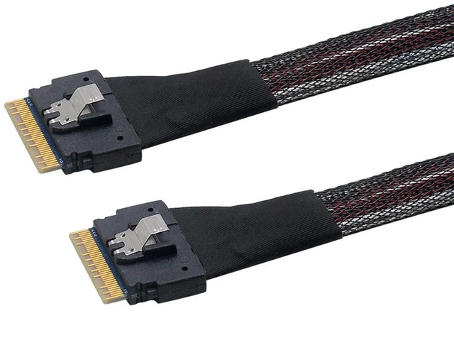 Main image of NGFF PCI-E Slimline SAS 4.0 SFF-8654 8i 74pin Host to SFF-8654 74Pin Slim SAS Target Cable 50cm
