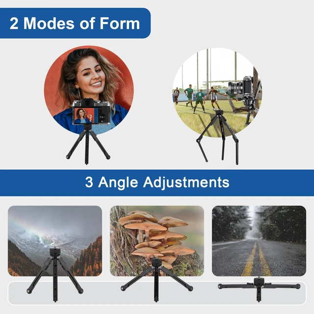 Alt view image 3 of 5 - LEOFOTO Aluminum Mini Table Tripod, Weight 162g/0.35lb, Maxload 5kg/11lb, Foldable Stand, Compact Camera Spider Tripod, for Camera/Phone/Live Stream Light/Projector MT-03 Lightweight Version (MT-03S)