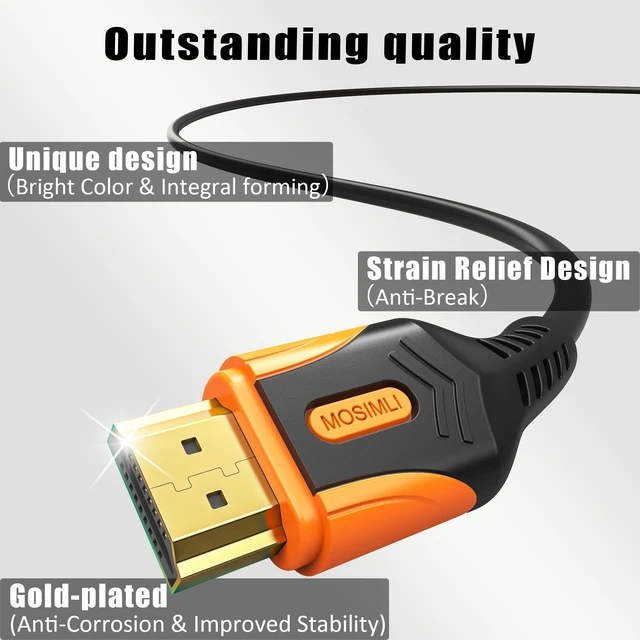 Alt view image 2 of 5 - MOSIMLI 4K HDMI 2.0 Cable, 10FT, 5-Pack, 18Gbps