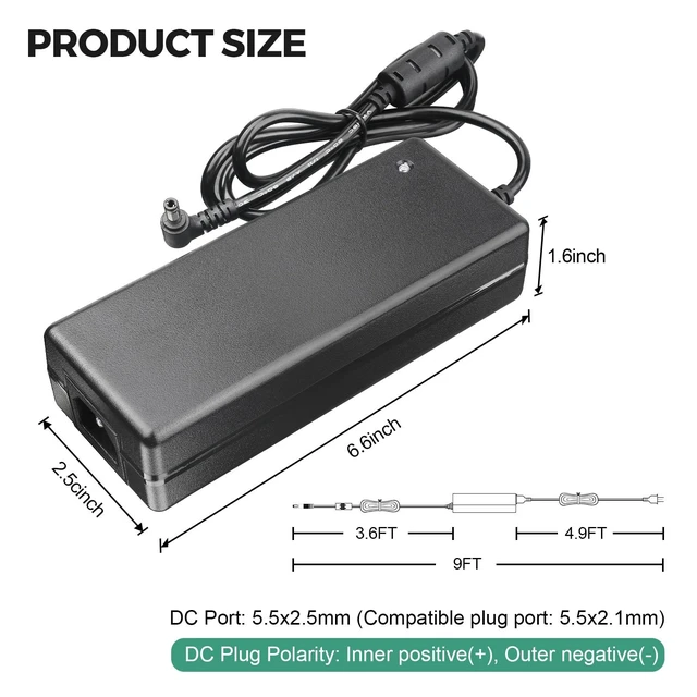 Alt view image 2 of 5 - COOLM 24V 8A Power Supply Adapter 192W 8Amp Replacement 7.5A 7A 6.25A 6A 5A