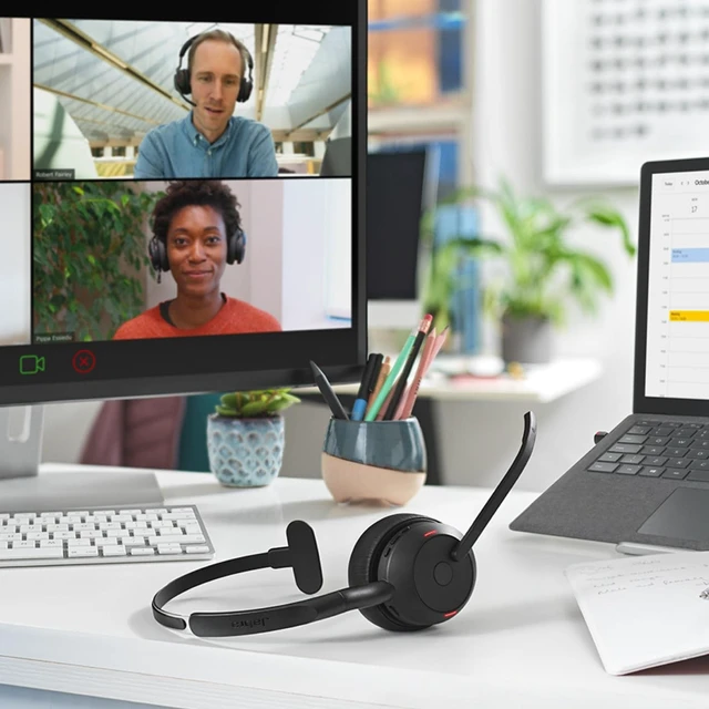 Alt view image 2 of 5 - Jabra Evolve2 55 Mono Wireless Headset with Charging Stand AirComfort Technology, Noise-Cancelling Mics & Active Noise Cancellation - MS Teams Certified, Works with Other Platforms - Black