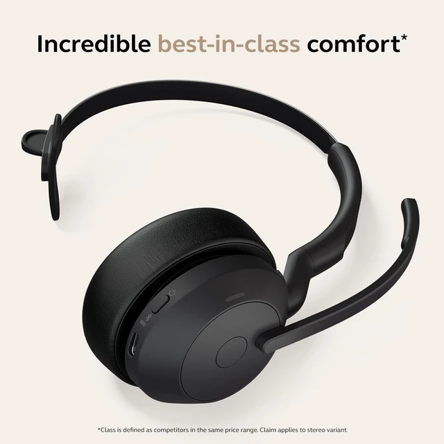 Alt view image 5 of 5 - Jabra Evolve2 55 Mono Wireless Headset with Charging Stand AirComfort Technology, Noise-Cancelling Mics & Active Noise Cancellation - MS Teams Certified, Works with Other Platforms - Black