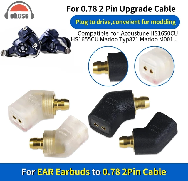 Alt view image 2 of 5 - okcsc Ear Male to Flat 0.78 2PIN Female Headphone Adapter for Ear Earbuds to 0.78 2PIN Cable for Pentaconn Ear PE Mini Adapter for for HS1511 HS1511CU 1750CU 1300ss Madoo Madoo M001 1 Pair Clear