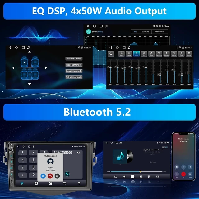 Alt view image 5 of 5 - Plug&Play Car Stereo for Toyota RAV4 2006 2007 2008 2009 2010 2011 2012, 9" IPS Touch Screen for RAV4 Radio with Carplay, Android Auto&Mirror Link/BT/SWC/MIC/Backup Camera/AM/FM/Subwoofer Output