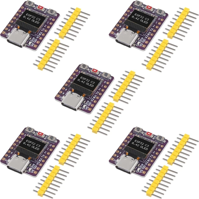 Main image of AITRIP 5PCS ESP32 C3 Development Board with 0.42 Inch OLED Display,Type-C ESP32 Mini Supports WiFi BT 5.0, Suitable for IoT Micropython Development