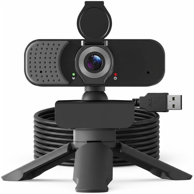 Main image of Lusinx 1080P Webcam with Noise-Cancelling Microphone and Tripod - Computer Camera with Privacy Shutter - 110 Wide Angle - USB Plug & Play for PC Laptop - Zoom Teams Streaming