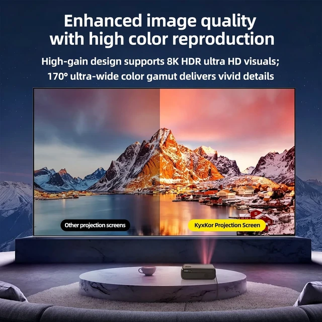 Alt view image 3 of 5 - KyxKor Fixed Frame Projector Screen 150 Inch, Matte White Home Theater Screen, 4K Ultra HD Wrinkle-Free Tension System, Wall Mounted Large Cinema Projector Screen, Wide Viewing Angle for Home Theater