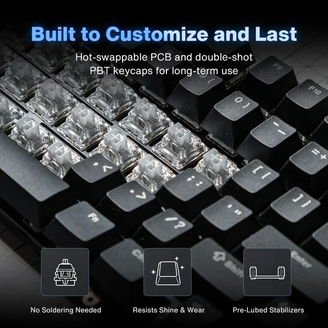 Alt view image 5 of 5 - Black Diamond 75 V2 Wireless Mechanical Gaming Keyboard 75% Custom Keyboard