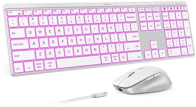 Main image of seenda COE64-3 Pro Wireless Bluetooth Keyboard Mouse Combo, 7-Color Backlit