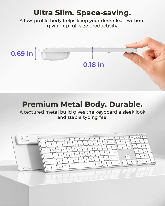 Alt view image 4 of 5 - seenda COE64-3 Pro Wireless Bluetooth Keyboard Mouse Combo, 7-Color Backlit