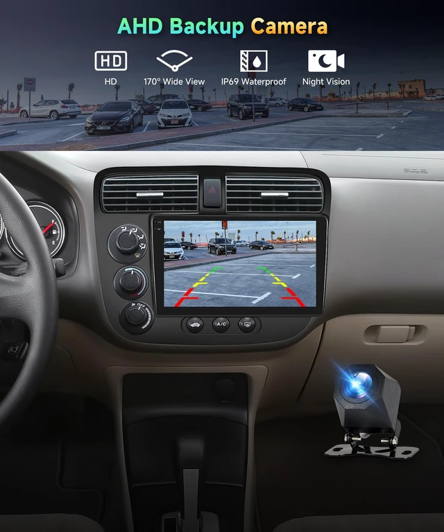 Alt view image 5 of 5 - 4G+64G Car Radio for Honda Civic 2001-2005 Stereo Wireless CarPlay