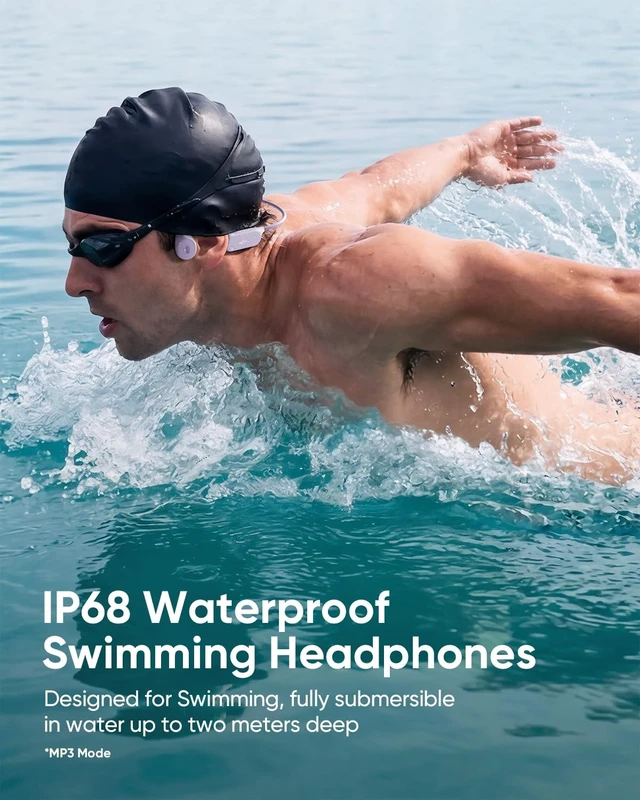 Alt view image 3 of 5 - SAMVEK 26g Lightweight Bone Conduction Swimming Headphones, Bluetooth 6.1 with MP3 Mode 8GB Memory