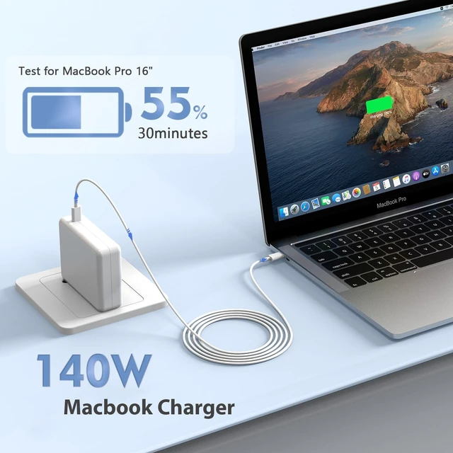 Alt view image 2 of 5 - MacBook Pro Charger Fast Charging,140W USBC Charger Power Adapter 3FT Cable