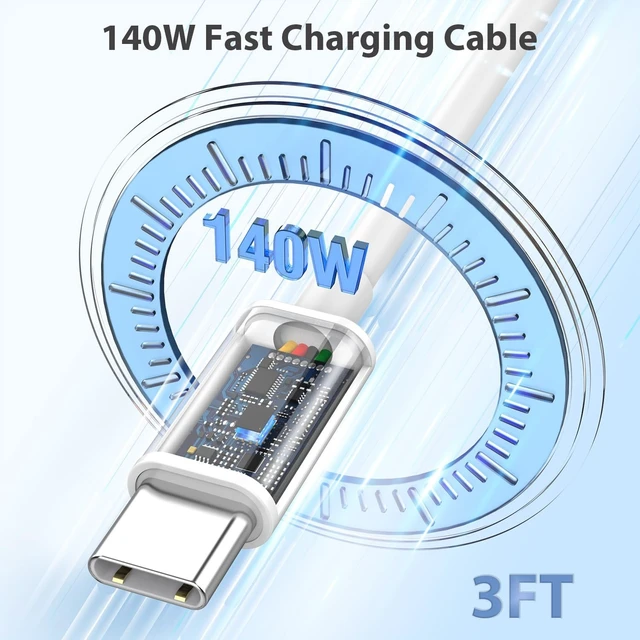 Alt view image 4 of 5 - MacBook Pro Charger Fast Charging,140W USBC Charger Power Adapter 3FT Cable