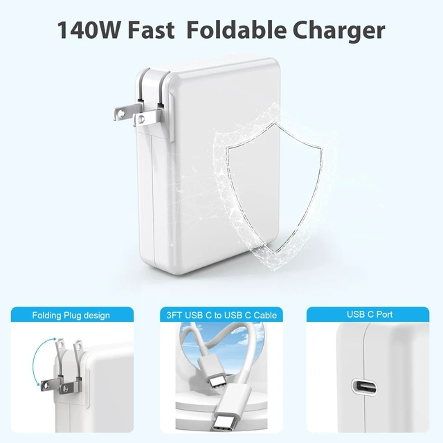 Alt view image 5 of 5 - MacBook Pro Charger Fast Charging,140W USBC Charger Power Adapter 3FT Cable