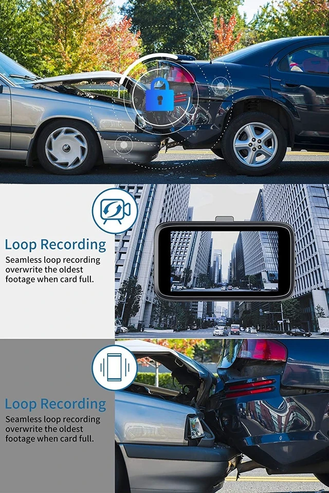 Alt view image 5 of 5 - Milerong Dash Cam with 64GB Card, Dash Cam Front and Rear