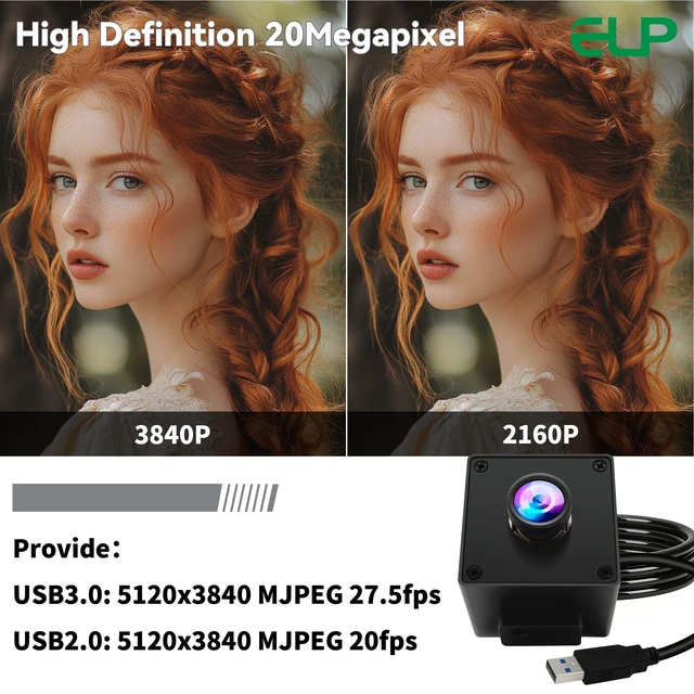 Alt view image 5 of 5 - ELP 20MP Autofocus USB Security Camera, High Speed USB3.0 Wide Angle Webcam