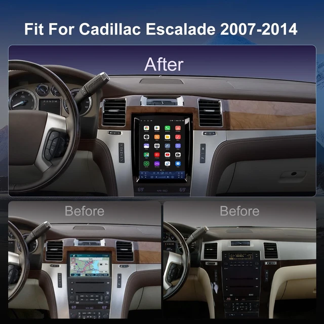 Alt view image 2 of 5 - 4G LTE QLED Radio for Cadillac Escalade 2007-2014,Touch Screen 8core Stereo Upgrade,Wireless carplay & Android Auto,Support OEM SWC,Backup Camera