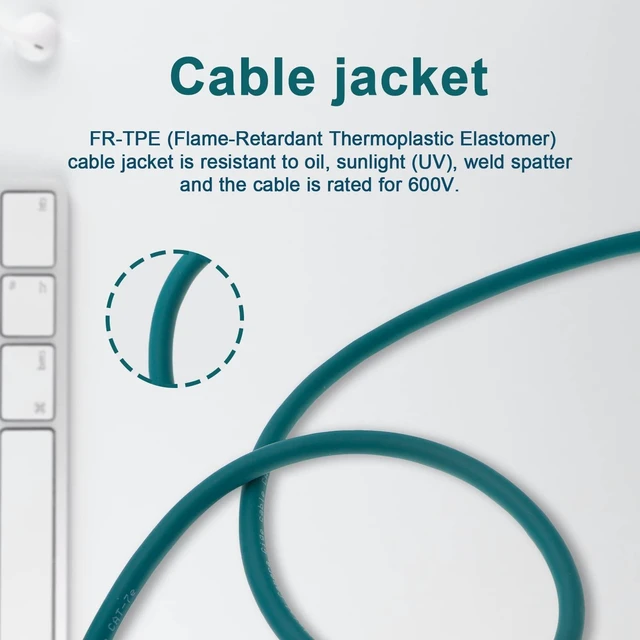 Alt view image 3 of 5 - Uonecn M12 8 Pin X-Code to RJ45 Male Cat6A Shielded Ethernet Cable, High-Flex Industrial Ethernet Cable Compatible with Cognex in-Sight, DataMan, Machine Vision Cameras, Green, 9.84ft/3m