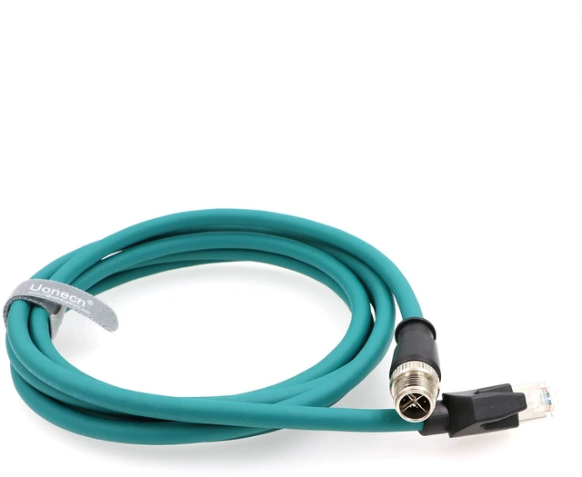 Main image of Uonecn M12 8 Pin X-Code to RJ45 Male Cat6A Shielded Ethernet Cable, High-Flex Industrial Ethernet Cable Compatible with Cognex in-Sight, DataMan, Machine Vision Cameras, Green, 9.84ft/3m