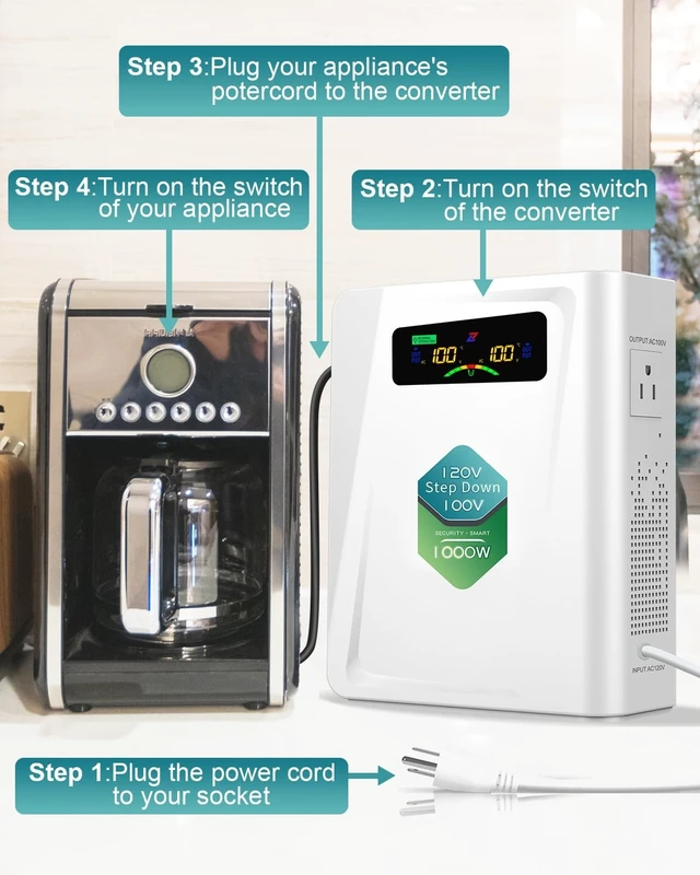 Alt view image 4 of 5 - ZHENGXI 120v to 100v Step Down Transformer 1000W Power Voltage Converters, No Noise, Ten Protection Functions,Using Japan Appliances in US