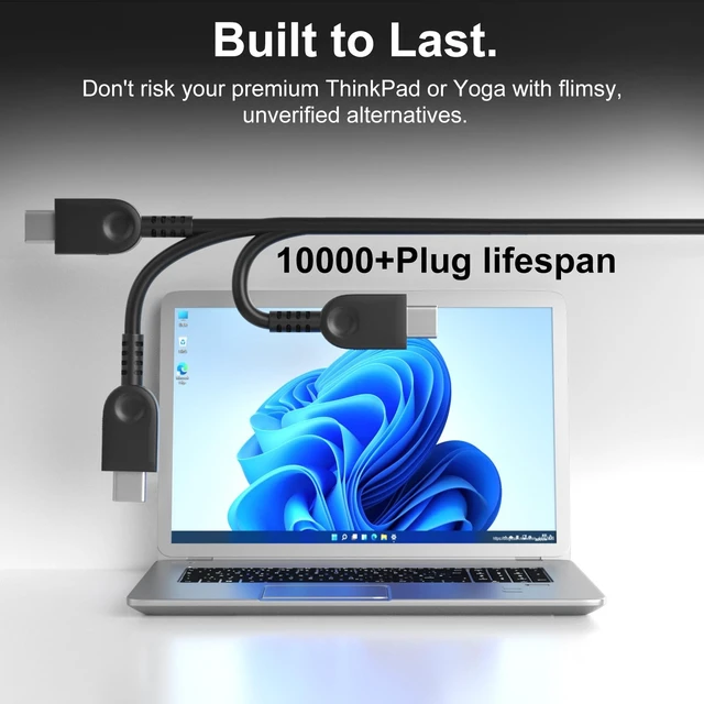 Alt view image 3 of 5 - Slim 65W Lenovo Laptop Charger & Universal Type C Fast Power Adapter