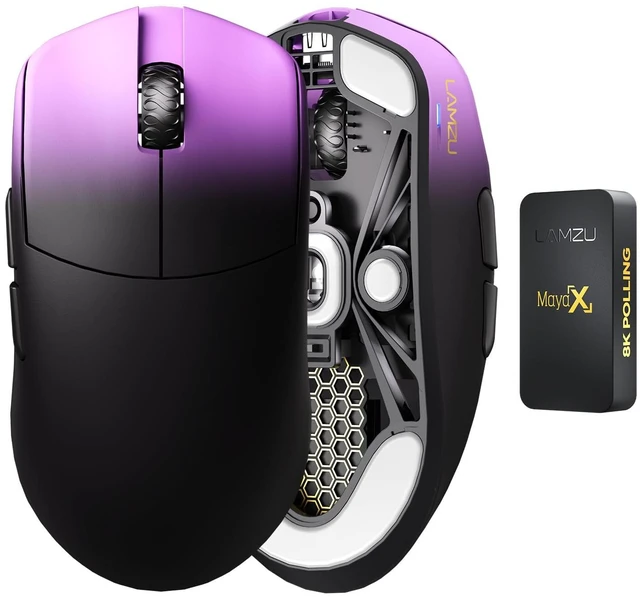 Main image of Lamzu Maya X Wireless Gaming Mouse, Ultra Lightweight 47g, Optical Switch, Maximum 30000 DPI, Symmetrical, MCU Nordic 52840, PAW3950 Sensor, for Medium & Large Hand Users(Larger Maya) (Purple)