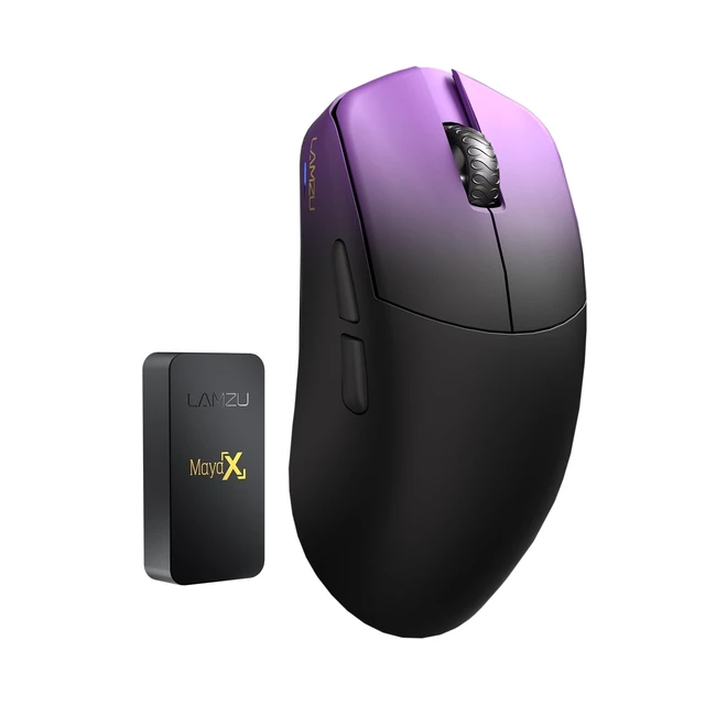 Alt view image 3 of 5 - Lamzu Maya X Wireless Gaming Mouse, Ultra Lightweight 47g, Optical Switch, Maximum 30000 DPI, Symmetrical, MCU Nordic 52840, PAW3950 Sensor, for Medium & Large Hand Users(Larger Maya) (Purple)