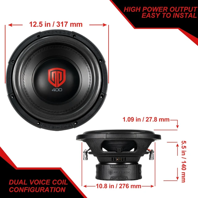 Alt view image 5 of 5 - PRORECK Audio 412 12" Dual Voice Coil, Max Power 1200W Max Power Loud Car subwoofer(Single) (12" Dual-4Ohm)