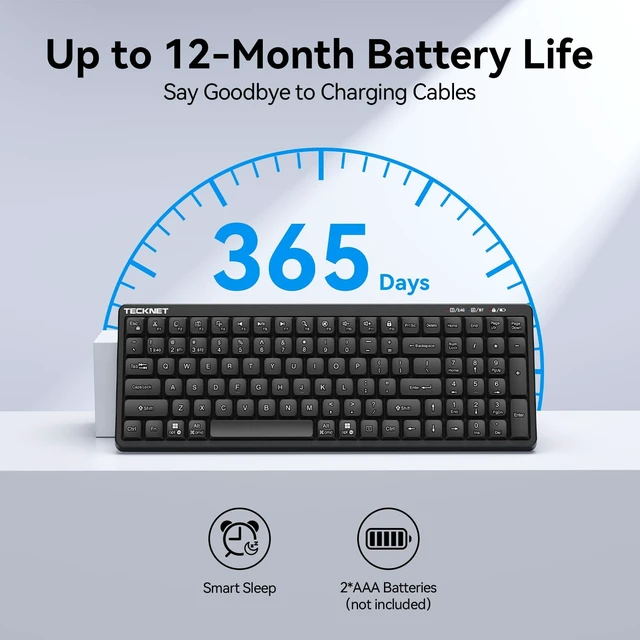 Alt view image 5 of 5 - TECKNET Wireless Bluetooth Keyboard, Compact Layout, Black