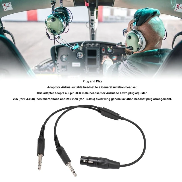 Alt view image 4 of 5 - Anu Limen 11.81 Inch XLR 5 Pin Female to GA Dual Male Plug Y Splitter Cable Headphone Adapter Plug and Play for Airbus Aviation Headset Adapter