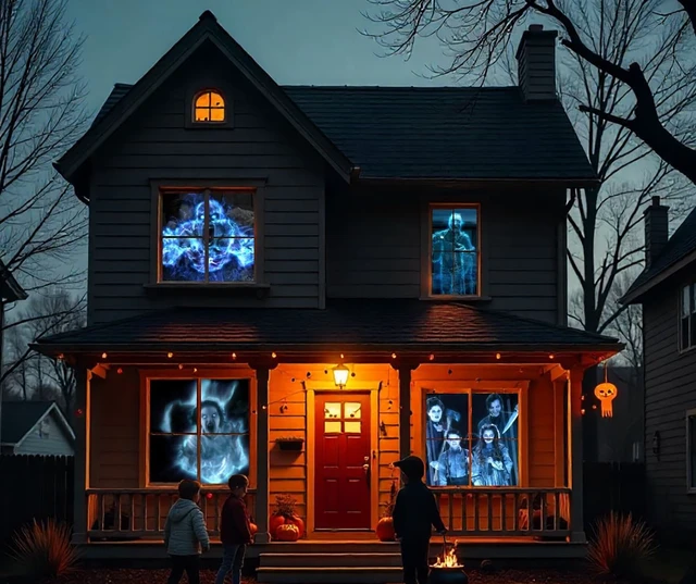 Alt view image 5 of 5 - AtmosFX Ghostly Jump Scares Digital Decoration on USB Includes 8 Atmosfx Video Effects for Hallloween