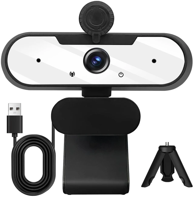Main image of Gowzmnd HD 1080P Webcam with Built-in Microphone and Rotatable Tripod, 1080P Video and Wide Angle Camera, Privacy Cover, for Desktop PC or Laptop Computer White
