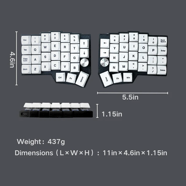 Alt view image 5 of 5 - YHOKKBD Corne 4x6 Ergonomic Split Mechanical Keyboard, 60% Layout, Dual Knob, RGB Backlight, Hot Swap MX Axis, Vial Programmable, Kailh Whale Fall Switch, for Gaming and Programmer