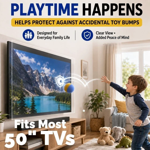 Alt view image 3 of 5 - 50" TV Screen Protector Crystal Clear Clarity for Most TVs - TV Screen Protector Firm - Fits OLED, QLED, LED, and LCD and Most TVs - TV Screen Protection Shield for 50 inch TV
