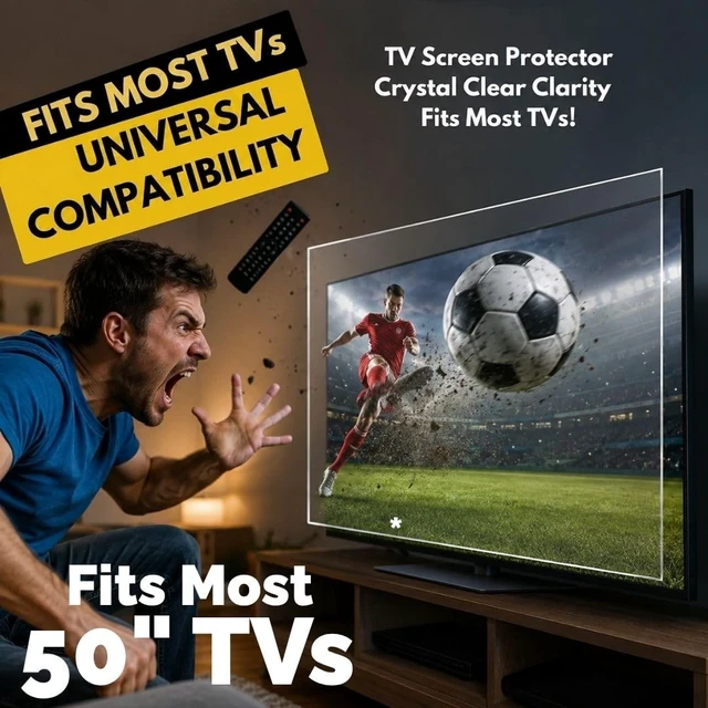 Alt view image 4 of 5 - 50" TV Screen Protector Crystal Clear Clarity for Most TVs - TV Screen Protector Firm - Fits OLED, QLED, LED, and LCD and Most TVs - TV Screen Protection Shield for 50 inch TV