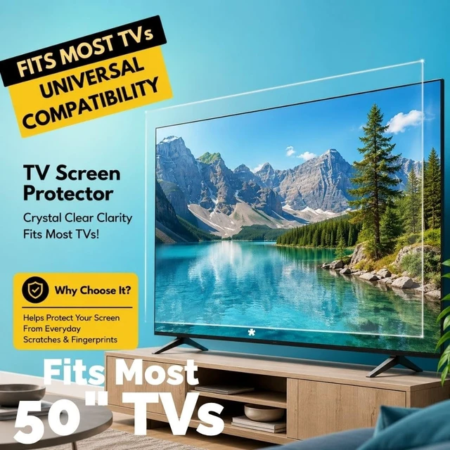 Alt view image 5 of 5 - 50" TV Screen Protector Crystal Clear Clarity for Most TVs - TV Screen Protector Firm - Fits OLED, QLED, LED, and LCD and Most TVs - TV Screen Protection Shield for 50 inch TV