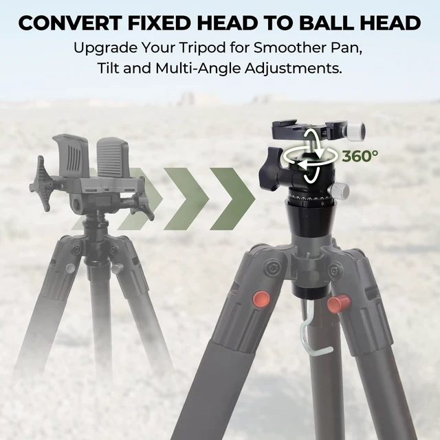 Alt view image 2 of 5 - Ball Head Conversion Kit for BOG DeathGrip Tripod, 38mm Ball Head, ARCA