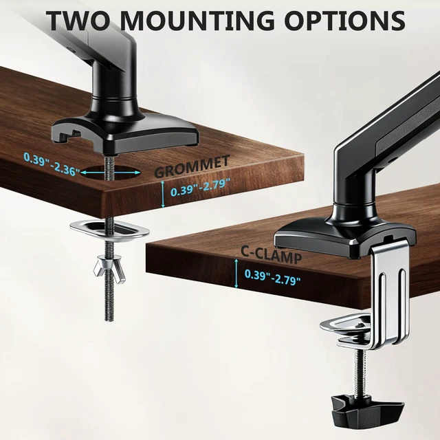 Alt view image 5 of 5 - Single Monitor Arm, Fully Adjustable Monitor Mount Fits 13-32 Inch Flat/Curved Screens, Gas Spring Monitor Desk Mount with Clamp & Grommet Base, VESA 75x75/100x100mm, Holds Up to 19.8 lbs