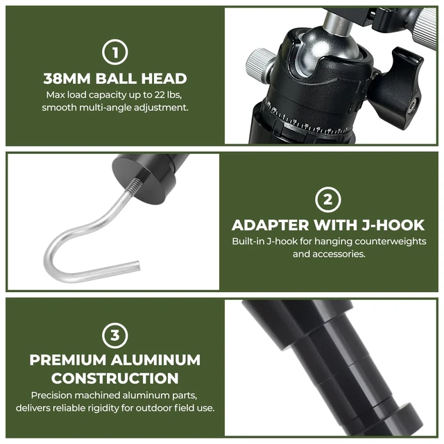 Alt view image 3 of 5 - Ball Head Conversion Kit for BOG DeathGrip Tripod, 38mm Ball Head, ARCA