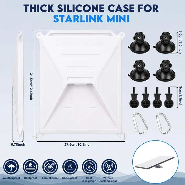 Alt view image 5 of 5 - Suction Cup Car Mount, Silicone Protective Case for Starlink Mini Camping