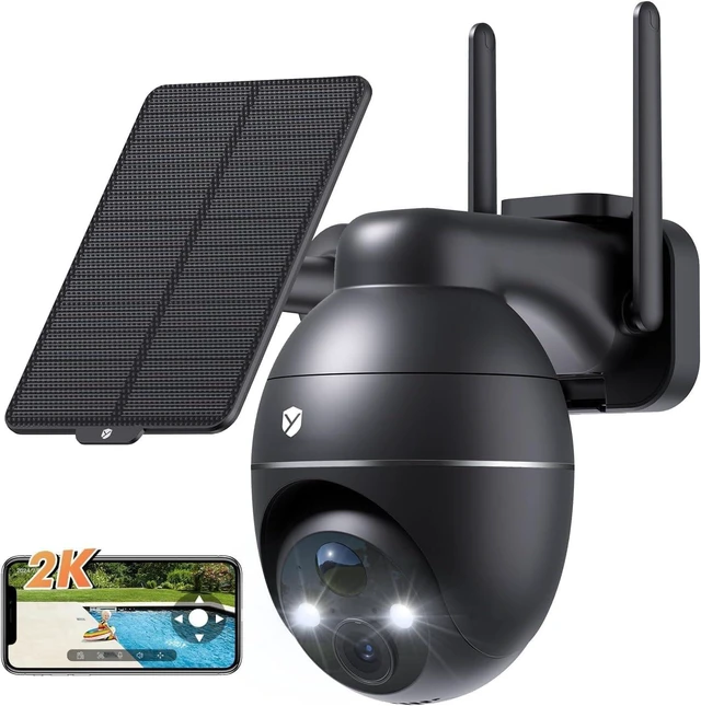 Main image of YuCamPro Solar Security Cameras Wireless Outdoor, 360 Panoramic View for Home Security, Rechargeable Batteries, 2K Color Night Vision, PIR Human Detection, 2-Way Audio, 2.4GHz, IP66 Waterproof