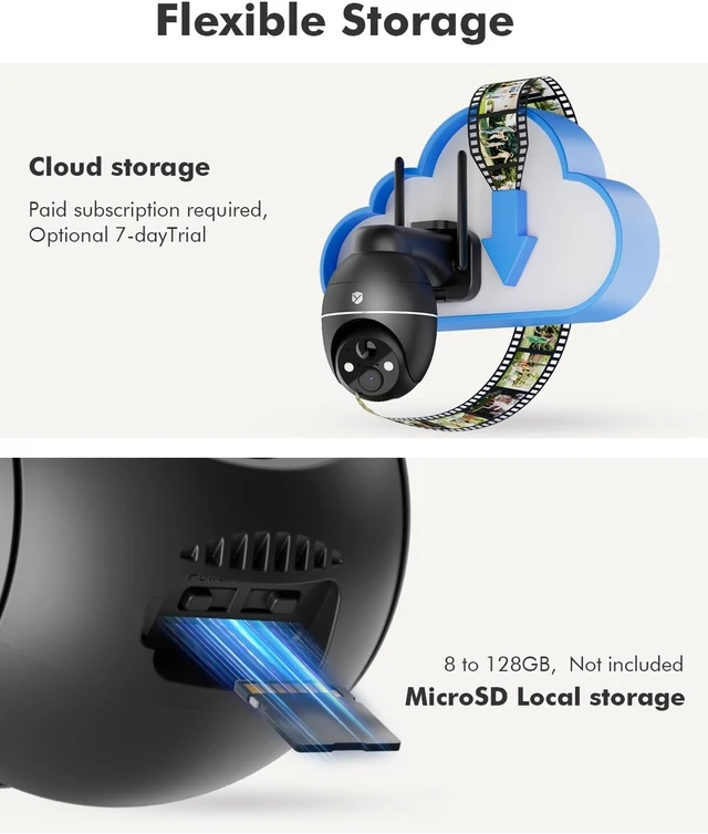Alt view image 5 of 5 - YuCamPro Solar Security Cameras Wireless Outdoor, 360 Panoramic View for Home Security, Rechargeable Batteries, 2K Color Night Vision, PIR Human Detection, 2-Way Audio, 2.4GHz, IP66 Waterproof